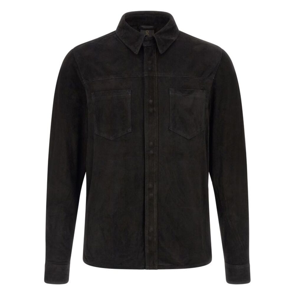 GIORGIO BRATO Black Suede Leather Men's Blouse
